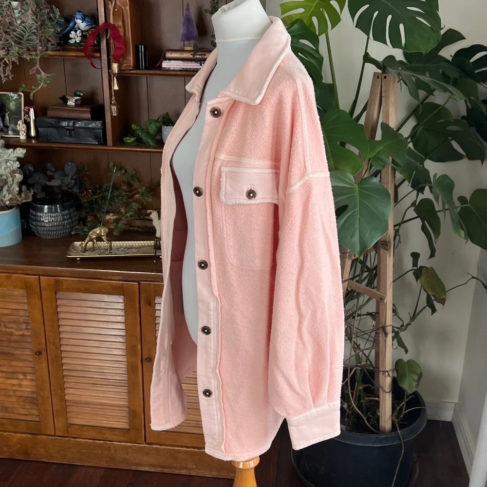 Free People Peach Soft Ruby Shacket NWOT S - Picture 9 of 11